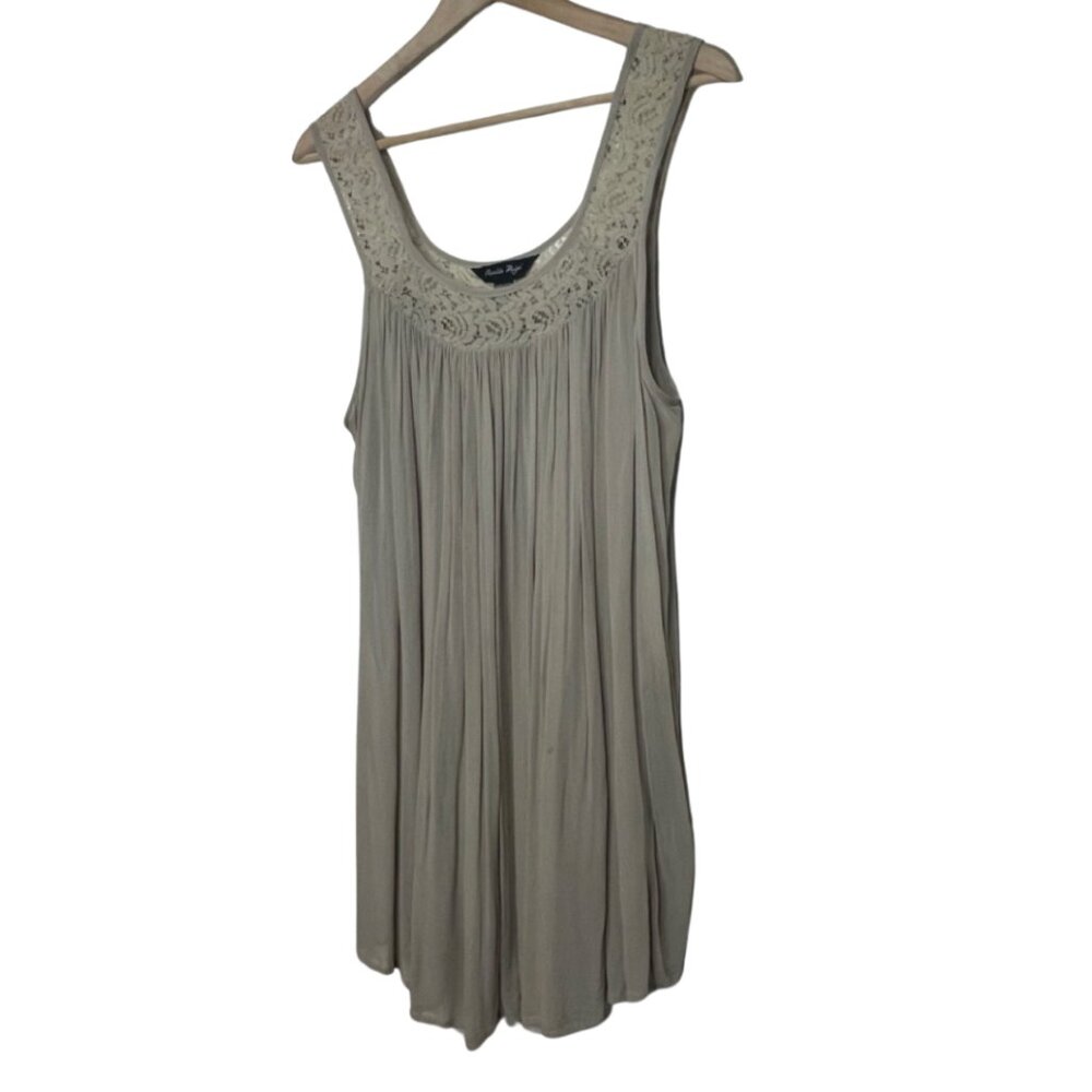 CHARLIE PAIGE | Womens Neutral Nude Pleated Chiffon Mini Dress | Size L/XL - Picture 3 of 11